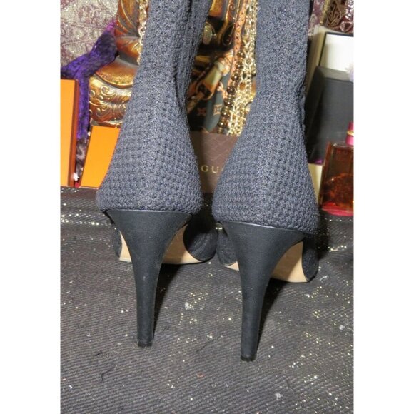 Express Black Knit Sock Mesh Open Toe Ankle Boots Booties size 8 - Picture 4 of 12